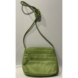 Stone Mountain Green Genuine Leather Small Shoulder Bag Zip Closure Inner Pocket